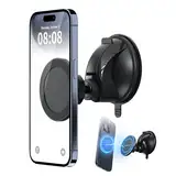 PROfezzion Spiegel Telefonhalterung Saugnapf Mag sicher drehbar für Badezimmer Dusche Glas Fliesen Make-up Fitnessstudio Live Stream, Langlebig für iPhone & alle Telefone(Schwarz)