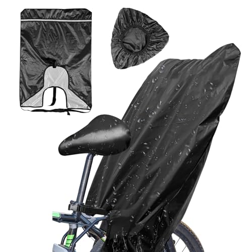 Regenschutz Fahrradsitz Kinder, 420D Oxford Fahrradsitz Hinten Regenschutz, Wasserdichte Regenschutz für Fahrradkindersitz, Schwarz Abdeckung für Kinder mit Reflekorstreifen zum Alle Sitze