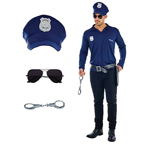 Fun Shack Polizist Kostüm Herren, Polizisten Kostüm Herren, Faschingskostüme Männer Polizist, Polizei Kostüm Herren, Polizeiuniform Herren Original, Karneval Kostüm Herren Polizei