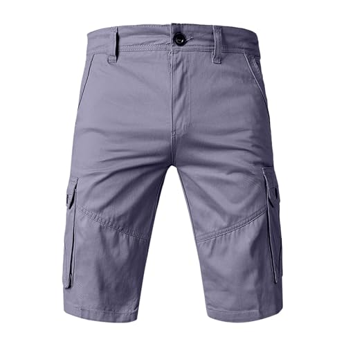 Kurze Hose Schwarz Herren lockere, einfarbige, lässige Arbeitsshorts Bike Shorts Freizeit(Grey,XL)