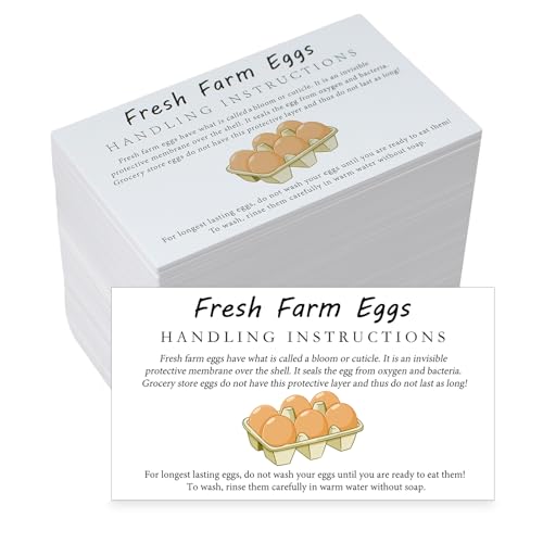 SCORYULE 300 Stück frische Bauernhof-Eier Handhabung Anleitung Karten, 5,1 x 8,9 cm Karten für Eierkarton, Eierkorb, Bauernhof, Supermarkt, Einzelhandel, Eiergeschäft, Weiss/opulenter Garten