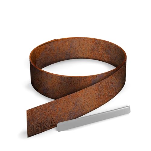 IRKA 1013-002 – Rasenkantenband – 1 mm stark – Cortenstahl – robuste Beeteinfassung – Höhe 25 cm – Länge 5 m