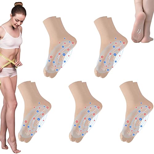 Turmalin-Ionische Körperformende Stretch-Socken, schnelle Entgiftung und Turmalin, ionische Körperformung, Stretch-Socken, Turmalin-Therapie-Socken zur Schmerzlinderung, bessere Durchblutung (Nude, 5