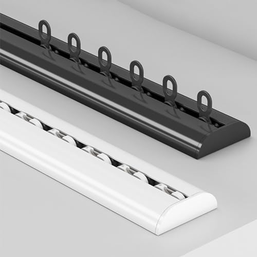 Moderne Aluminium-Deckenvorhangschiene für Büro, Zuhause, Badezimmer, robuste Gleitschienen-Trennwand für Krankenhauszimmer, schwarz-weißes Design (1,7 m)