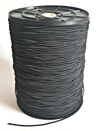 Gummiband, 2,2 mm Durchmesser, 1-20 Meter schwarz, Rund, Gummischnur, Gummikordel, Gummilitze, Elastische Schnur, Armbänder, Gummiseil, Expanderseil (5 Meter)
