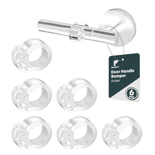 shinfly 6er Set Türstopper Klinke, Transparente PVC Türklinkenpuffer, Hochelastische Türgriff Schutz, Schutz Von Wänden und Möbeln, Ø18mm, Geeignet für Ø17mm-Ø20mm Türgriffe