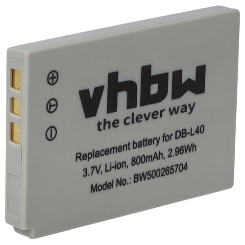 vhbw Akku Ersatz für Sanyo DB-L40AU, DB-L40 für Videokamera Camcorder (800 mAh, 3,7 V, Li-Ion)
