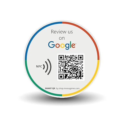 MESSAGENES | Aufkleber Google mit QR und NFC | Schilder Bewertung NFC und QR Code | 1 Runde Einheit | Google Review | Bewertungen in 1 Klick | Erhöht Bewertungen in Google Ihrer Business