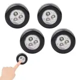 Nachtlicht mit Bewegungsmelder,4 Stück Schranklicht,LED Nachtlicht,LED Schrankbeleuchtung mit Haftend,Auto ON/Off,Bewegungsmelder Innen,Treppenlicht für Flur,Küche & Schrank,Kinderzimme,Schwarz