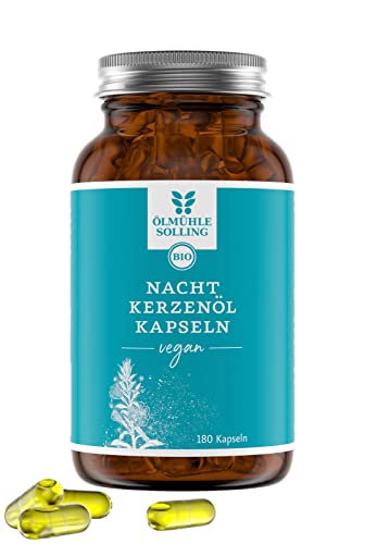 Nachtkerzenöl Kapseln BIO 180 Stück - Nachtkerzenöl nativ und kaltgepresst mühlenfrisch von der Ölmühle Solling ohne Gelatine