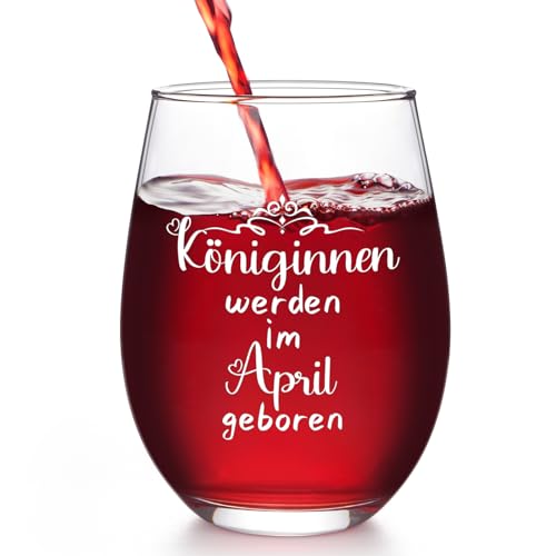 Joymaking Weinglas Geschenk Freundin, Geburtstagsgeschenk für Frauen, Geschenk für Frauen Geburtstag, Lustige Geschenk für Frauen Freundin Schwester Mütter - Königinnen Werden im April Geboren 17OZ