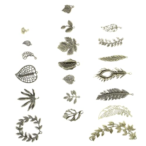 KALLORY 40 Stück Baumblatt Charms Anhänger für DIY Schmuck Bastelperlen Zubehör Armbänder und Ohrringe Bastelideen und Schmuckherstellung