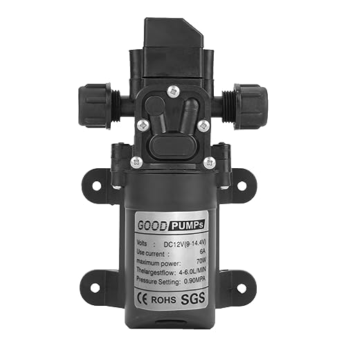 Jadeshay 12v Wasserpumpe, DC 12V 0.9Mpa 6L/Min Wasser Hochdruck Membran 70W Selbstansaugende Pumpe für Caravan Camping Boot
