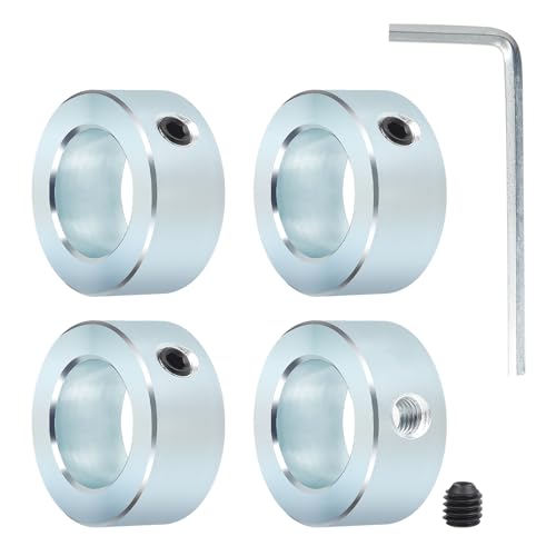 EFUTURETIME 4 Stück Stellringe für 20mm Achse und Welle, 20 x 32 x 14mm, mit Gewindestift, Stellringe 20mm aus Verzinkter Stahl mit Innensechskantschlüssel für Wellenverbindungen