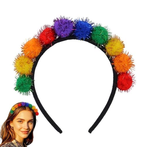 Verschwommenes Ballband, POM-Stirnband für Frauen | Lustige weiche Regenbogen-Kopfbedeckung, Haarschmuck, Cosplay-Mode Kopfbedeckung für Frauen, Kinder