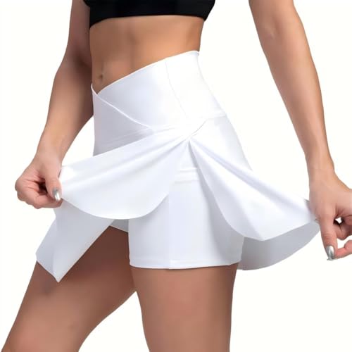 Tennisrock Damen mit Hose,Kleid mit Hose Drunter,Crossover Hosenrock mit Taschen,Sport Rock Damen Sommer,Golfrock Sportrock Damen,Tenniskleid
