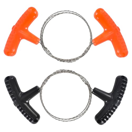 Homirty 2 Stück Edelstahl Drahtsäge, Verschleißfest Stahldrahtsäge, 70cm Schneidedraht Sägedraht Handkettensäge, Drahtsäge Kette, Handgezogene Drahtsäge aus Edelstahl für Outdoor Reiseausrüstung