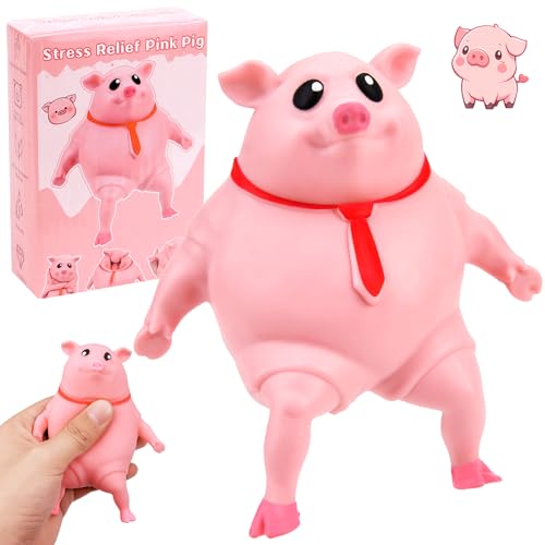 Vibbang Schweine Quetschspielzeug Stressbälle, Schwein Stressspielzeug Mit Farbbox, Dekompressions Piggy, Anti Stress Schwein Squeeze Spielzeug für Erwachsene und Kinder Sensorisches Fidget Spielzeug
