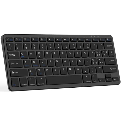 Bluetooth-Tastatur, kabellos, ultradünn, kompatibel mit iOS/Android/Windows Sistemas, spanische Tastatur, wiederaufladbar, für iPad/iPhone/PC/Laptop/Smartphone/Tablet/Computer QWERTY Layout