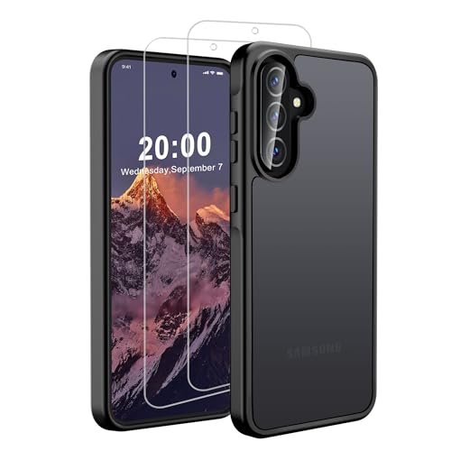 QHOHQ Hülle für Samsung Galaxy A56 5G / A36 5G mit 2 Stück Panzer Glas, [Militärstandard Schutz] Handyhülle, Transluzente Matt Rückseite Schutzhülle Case, Anti-Fingerabdruck, Kratzfest - Schwarz