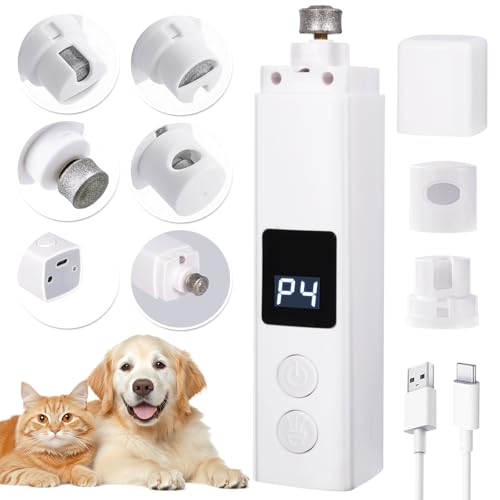 BUOAZR Krallenschleifer für Hunde 4-Gang mit LED-Licht, Elektrischer Hundekrallenschneider, Superleise, USB Wiederaufladbar Hundekrallenfeile für Große, Mittelgroße und Kleine Hunde und Katzen