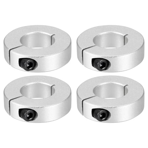 PATIKIL Geteilte Stellringe 16mm Bohrung 35mm OD 12mm Dicke, 4er-Pack Aluminiumlegierung Tiefenanschlagringe Klemm mit Gewindestift für die Maschinenbauindustrie, Silber