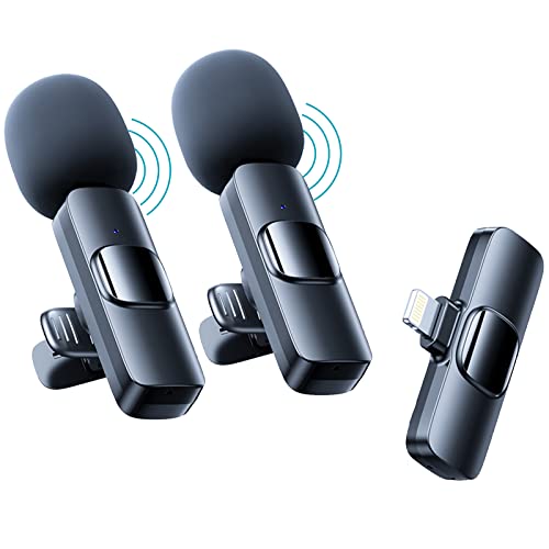 WHJC Lavalier Mikrofon Kabellos für iPhone/iPad/Laptop, Plug-Play Lavalier Microphone Wireless Ansteckmikrofon, Rauschunterdrückung/Stummschaltung, für Live,Videoaufzeichnung,YouTube,Vlog
