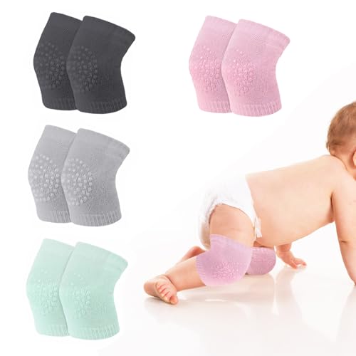 Laralily Knieschoner Baby Krabbeln 4 Paare Baby Knieschoner Zum Krabbeln 22g Krabbelhilfe Für Babys Anti-Fall und Anti-Rutsch, geeignet für Krabbeljungen und Mädchen Im Alter von 0–24 Monaten.