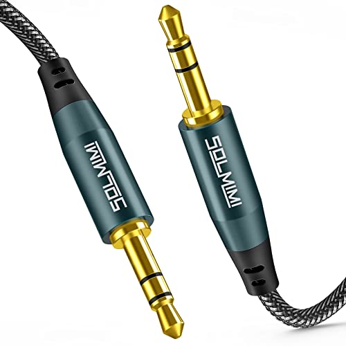 SOLMMI Aux Kabel 3,5mm Stereo Audiokabel (2.4M) Stecker auf Stecker Nylon Geflochtenes Kabel Audio Klinkenkabel für Smartphone, Kopfhörer, TV, Stereoanlage, Heimkino, Tablets
