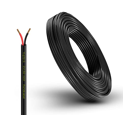 Fahrzeugleitung Anhängerkabel Rund oder Flach Kabel rot/schwarz 2X 0,75 1,0 1,5 mm² 2-adrig 6-24 Volt KFZ Auto (Rundkabel 1,5 mm², 10 Meter)