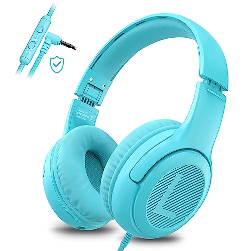 awatrue Kopfhörer Kinder, Kabel Kinderkopfhörer mit Mikrofon, Over Ear kopfhörer Kinder 85/94dB Lautstärkenbegrenzer, Stereo Sound, Faltbare, Einstellbar, Audio-Sharing