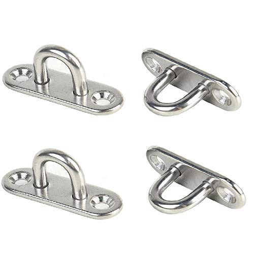 SUNRIZ 4 Stück Edelstahl Augplatte, 5mm Decksplatte, Befestigungshaken, Wandhaken für Hängesessel Sonnensegel und Vieles Mehr