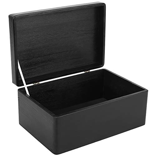 Creative Deco Große Schwarze Holzkiste mit Deckel | 30 x 20 x 14 cm (+/-1cm) | Weihnachten Kiste | Holzbox Erinnerungsbox Baby Aufbewahrungsbox Spielzeugkiste Kasten | Für Hochzeit, Geburtstag