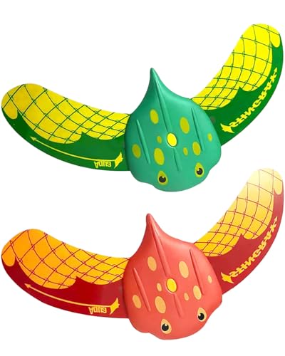 QLEUIFT Teufel Fisch Schwimmbad Spielzeug, Wasserspielzeug Kinder, Pool Spielzeug, Tauchringe für Kinder, Tauchspielzeug, Wasser Spielzeug für Swimmingpool, Unterwasser Glider (2 PCS Rot und Grün)