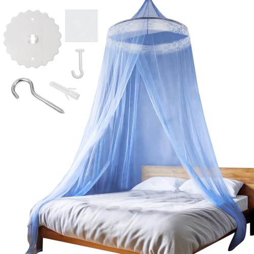 Simsky Zweifarbiges Prinzessin Bett Baldachin Moskitonetz, Blau, Mädchen Betthimmel, Kinderzimmer Dekoration