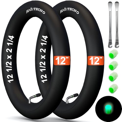 12 1/2 x 2 1/4 57-203 Kinderwagen Schlauch 12 Zoll 12 x 2.125/2.35 Mit Winkelventil 90° inkl. Montagehebeln | 2 Stück Packung | Mit Reifengröße 12 Zoll geeignet