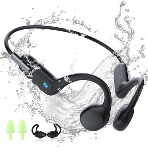 HIFI WALKER T10 Air, Knochenschall Kopfhörer, IPX8 wasserdichte Kopfhörer Schwimmen Open-Ear Bluetooth 5.3 Sportkopfhörer, 32GB MP3 Player Unterwasser sportkopfhörer für Schwimmen Radfahrer Laufen
