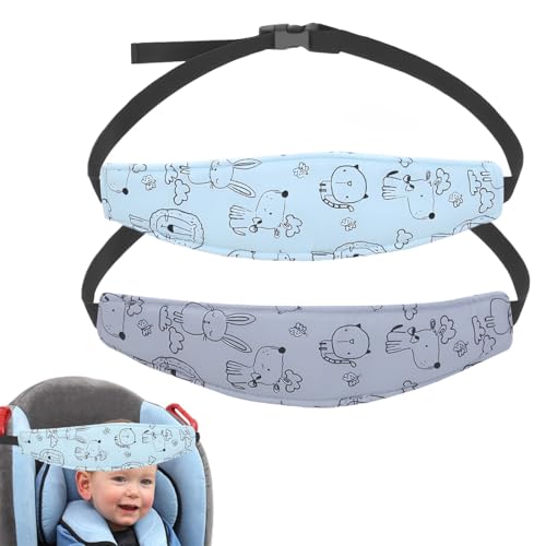 ZOPJUMA 2PCS Kopfband Autofahrt,Autositz-Kopfstützen-Gurte,Kinderwagen-Kopfstütze,Kinder Schlafen im Auto Zubehör,Auto Reise Kinder Schlafen,Einstellbare Kopfband Autositz Kopfstütze