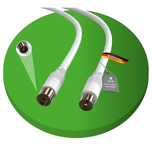 conecto TV-Kabel, Antennen-Kabel, Koaxial-Kabel, IEC-Stecker auf IEC-Buchse, doppelt geschirmt, 1,00m, weiß, 1,00 m
