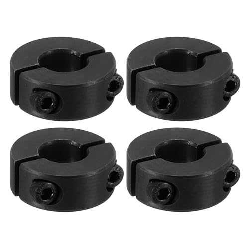 PATIKIL Geteilte Stellringe 12mm Langweilige 28mm OD 11mm Dicke, 4er Pack 45#Aluminiumlegierung Tiefenanschlagringe Klemm mit Gewindestift für die Maschinenbauindustrie, Schwarz
