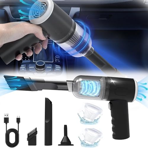 Staubsauger mit Beutel Handstaubsauger Auto Staubsauger Stark Sale Angebote Kabelloser Tragbarer Staubsauger Beutellos Staubsauger für Den Haushalt Mini Portable Wireless Stick Staubsauger (Schwarz-8)