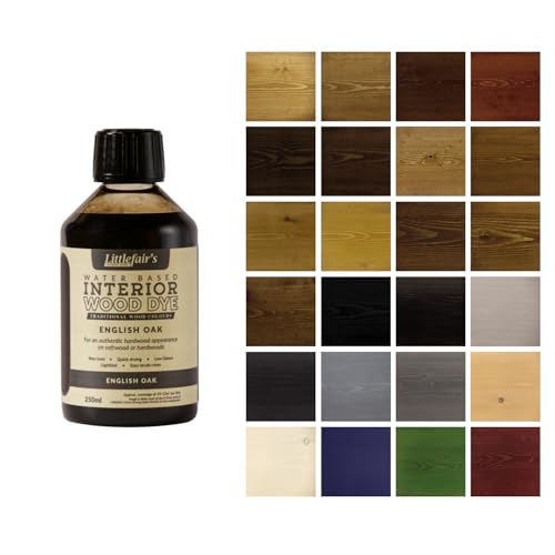 Littlefair's Holzlasur 250ml - Holzlasur Innen - Holz Lasur Für Natürliche Holzmaserung - Wasserbasierte Wood Stain - Schnell Trocknend & Umweltfreundlich - Farbe: Englische Eiche