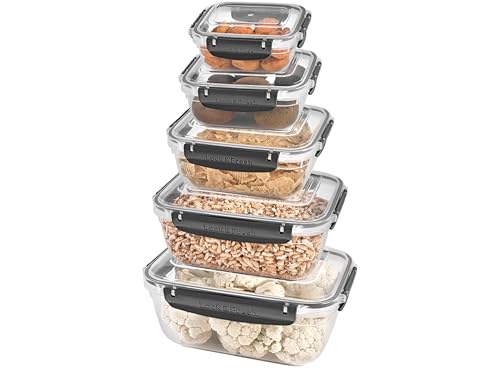 uandu Frischhaltedosen mit Deckel für Lebensmittel 5er, Tupperdosen Set, Vorratsdosen Luftdicht, Meal Prep Boxen, Mikrowellengeschirr mit Deckel und Gefriergeeignet, BPA frei Kunststoff