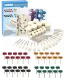 140 PCS Multifunktionale Wolle Filz Polieren Bits für Dremel, mit Dremel Schleifaufsätzen, Polierscheibe aus Wollfilz, Polieraufsatz Akkuschrauber, für Metall, Fahrrad, Radnabe, inkl. Aufbewahrungsbox
