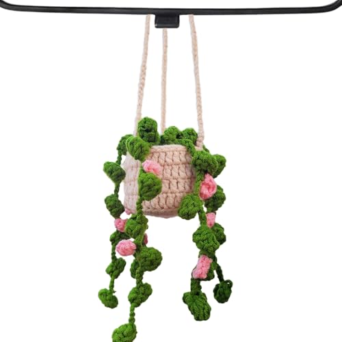 Auto Anhänger für Spiegel, Auto Innenraum Deko Niedliche Hängepflanze Autospiegel Anhänger Autoanhänger Car Decoration Rückspiegel Gestrickter Anhänger für Autospiegel Türen Zuhause Büro