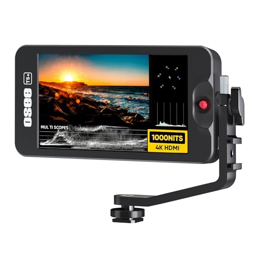 Osee T5+ Kamera Feldmonitor 1000nits 5,5 Zoll DSLR Camera Monitor mit 3D LUT HDR Wide Color Gamut Videomonitor 4K HDMI Belichtungs Fokus Assist DC Eingang/Ausgang