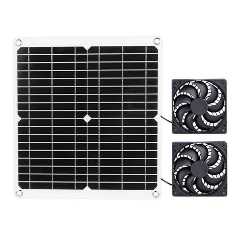 Dixhills 12W-Solarpanel-Doppellüfter, Solar-Abluftventilator, Solarlüfter für Haustierhäuser im Freien, Gewächshäuser, Schuppen, Ansaug- oder Abluftventilator
