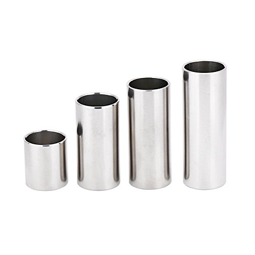 4Stuck Slide Gitarre Set,Guitar Slide Musikinstrument Fingertip Slider Edelstahl Gitarren Slide Tube f¨¹r E-Gitarre, Spielzubeh?r