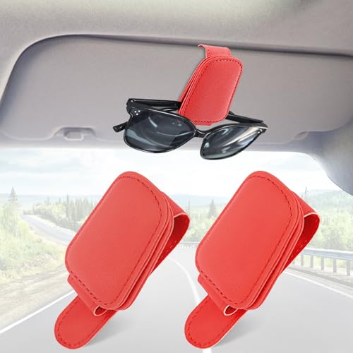 LDERFIV 2 Stück Brillenhalter für Auto, Magnetischer Sonnenbrillenhalter Auto, Universal Auto Visier Brillenhalter, Sonnenbrillen Halterung Ticket