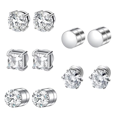 DMNQ 5 Paare Magnetohrringe Magnetische Ohrringe Herren Magnetic Earrings For Men Magnetische Ohrringe Damen Ohrringe Magnetisch Damen Ohrringe Magnet Ohrringe Herren Magnetische Ohrringe 6 Mm